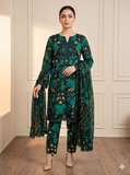 Premium Printed Lawn 3-Piece Unstitched Suit - Sequence Boring Patch Work EMB-09