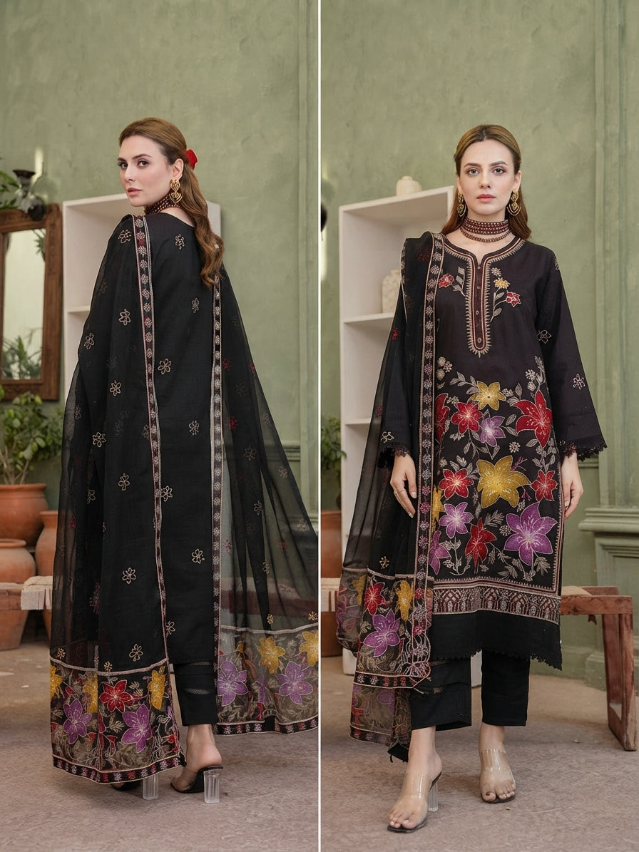 Airjet Fancy Viscose Embroidered Shirt & Bamber Embroidered Dupatta | Alif Vol-551