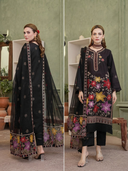 Airjet Fancy Viscose Embroidered Shirt & Bamber Embroidered Dupatta | Alif Vol-551