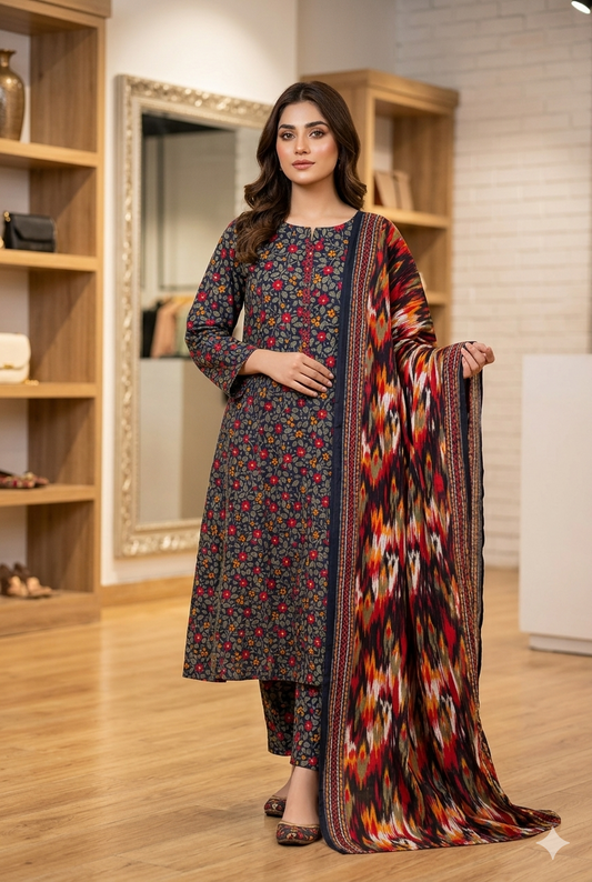 Muznah Printed Lawn Frock Premium Wear | F-06