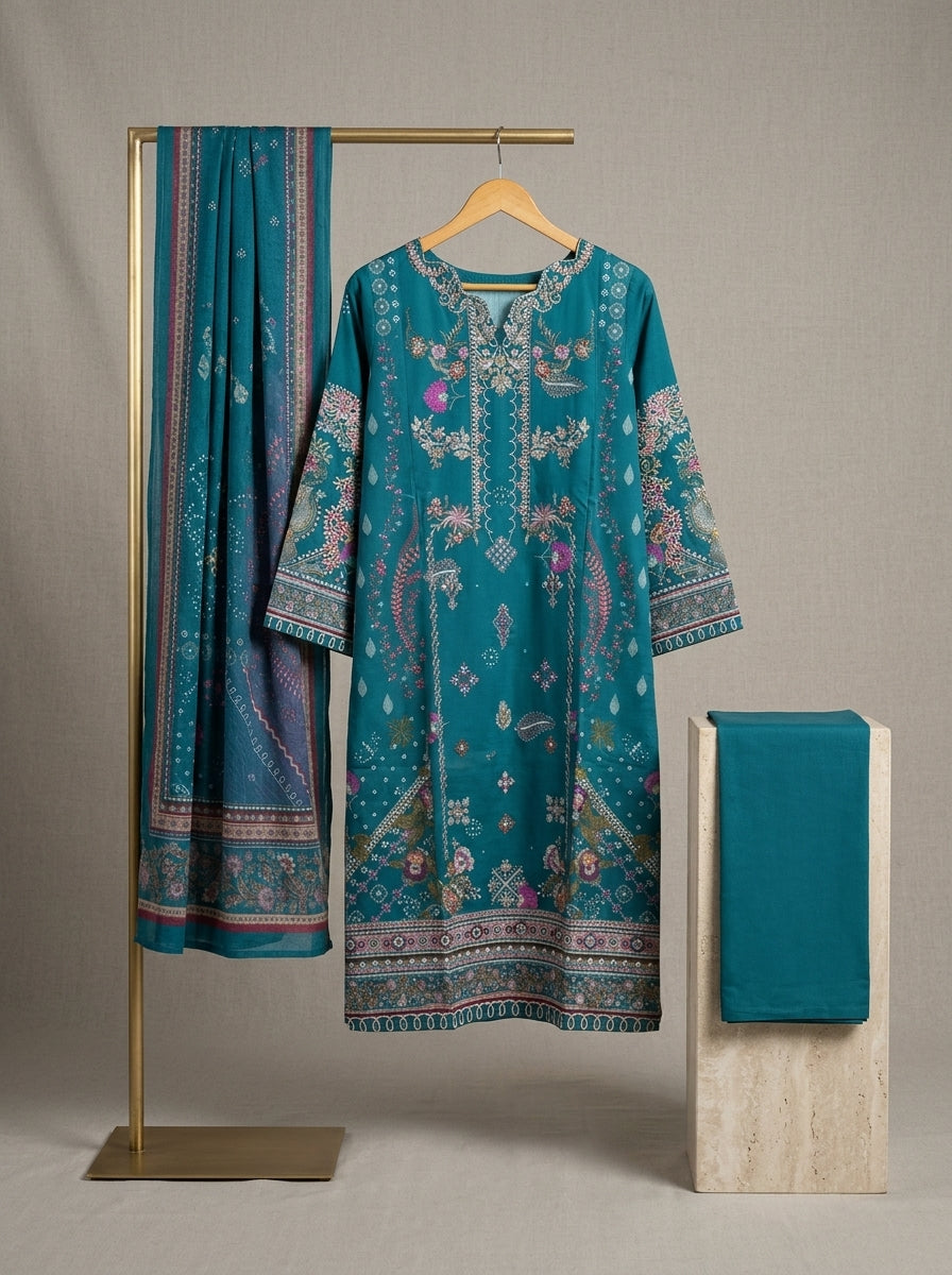 Zeenat Embroided Qutrai Stitch Luxury Pret 3Pcs | Z-21