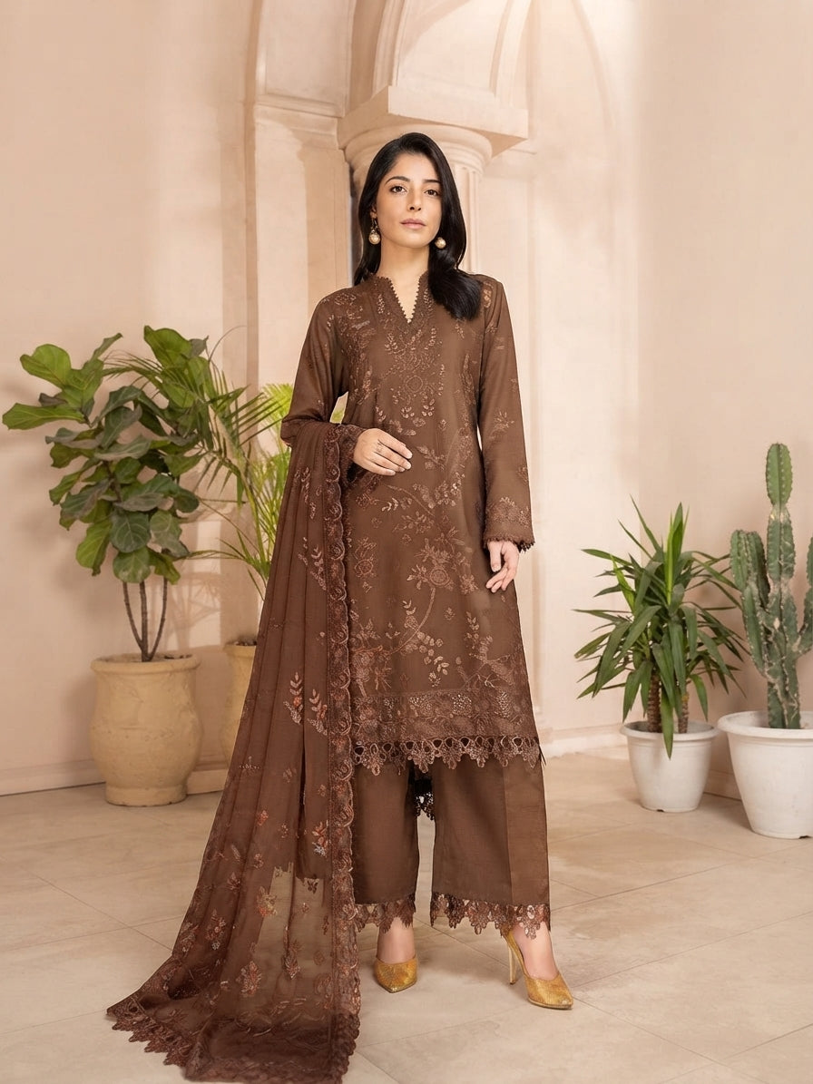 AYAT by Bin Rashid | Luxurious Karandi Embroidered 3-Piece Suit (Design 06)