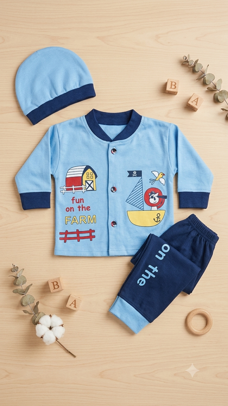 Adorable Newborn Soft Knit 3-Piece Outfit (N#08)