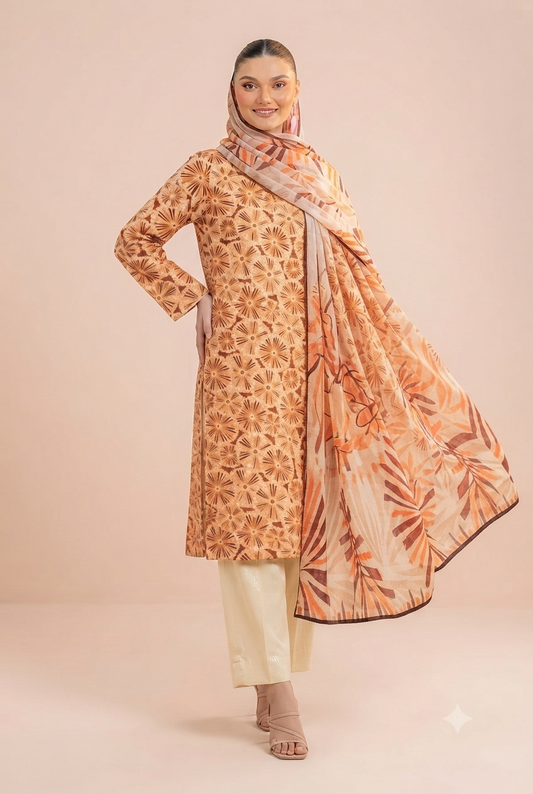 Miraal - Premium Printed Lawn 3-Piece Suit (Design #06)