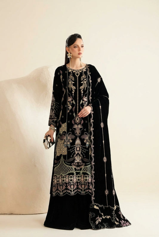 Rakhna Ramay Raaj Luxury Velvet Embroidered Unstitched 3 Piece Suit | RD-3902