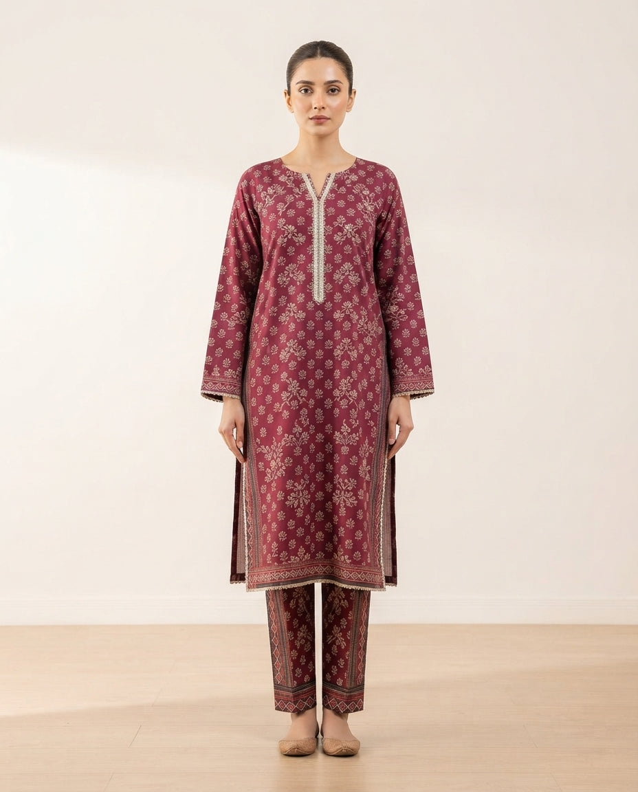 Bin Saeed Printed 2-Piece Khaddar Suit - K-02
