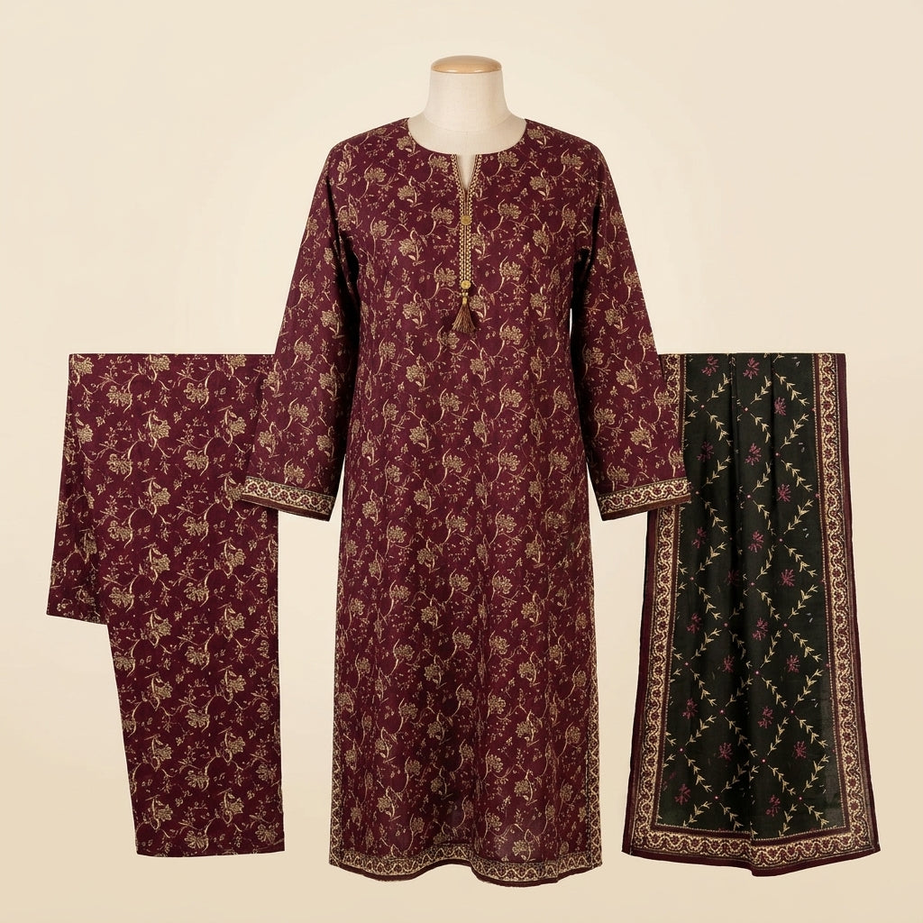 Bin-Saeed 3 Piece Printed Stitched Khaddar | KD-25