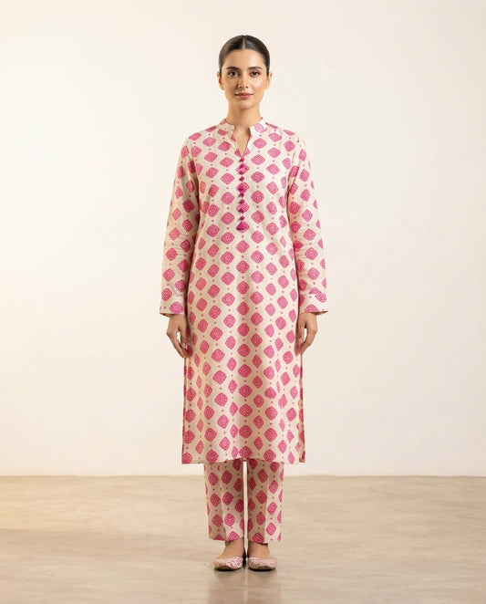 Premium Women's 2 Piece Linen Stitched Suit Free Size - L#44