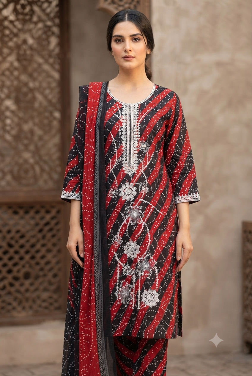 Sequence Embroidered Boring Panel 3-Piece Unstitched Lawn Suit