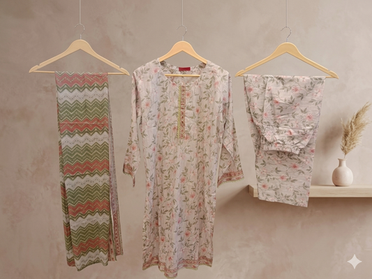 Bin Saeed Stitched 3 Piece Lawn Suit 18 – Comfortable & Stylish Daily Wear for Women