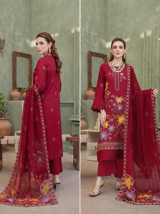 Airjet Fancy Viscose Embroidered Shirt & Bamber Embroidered Dupatta | Alif Vol-551