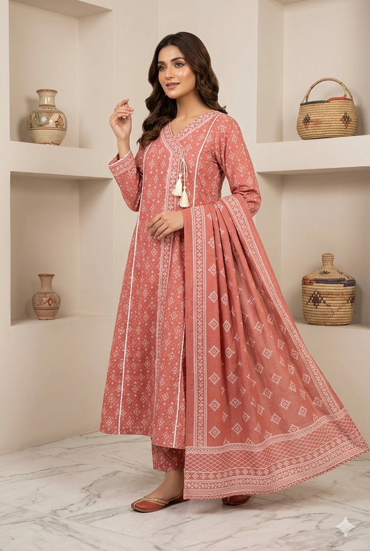 Muznah Printed Lawn  Frock Premium Wear | F-01