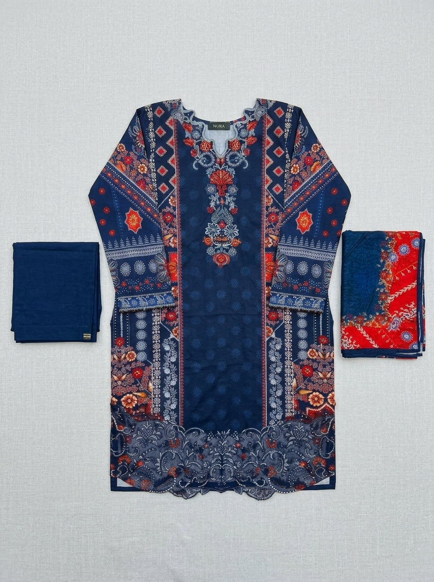 Zeenat Embroided Qutrai Stitch Luxury Pret 3Pcs | Z-25