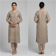 BINT-E-SAEED Luxe  Classic Beige Embroidered Frock