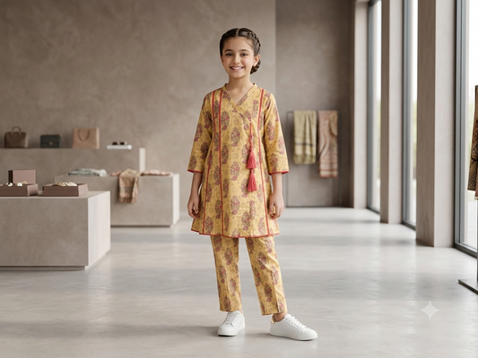 Bin Saeed Girls Printed 2 Piece Stitched Frock Suit | Sizes 6-14 years