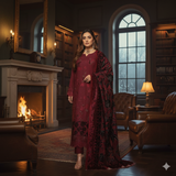 PAYAL Luxury Winter Collection - Deep Maroon Velvet Palachi Suit