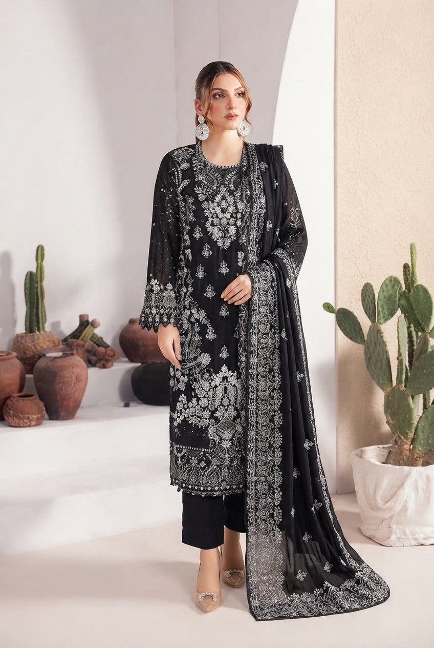 WD-503 Ramsha Luxury Embroidered 3-Piece Suit | Festive Wear