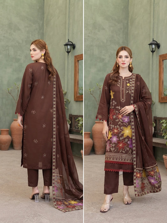 Airjet Fancy Viscose Embroidered Shirt & Bamber Embroidered Dupatta | Alif Vol-551