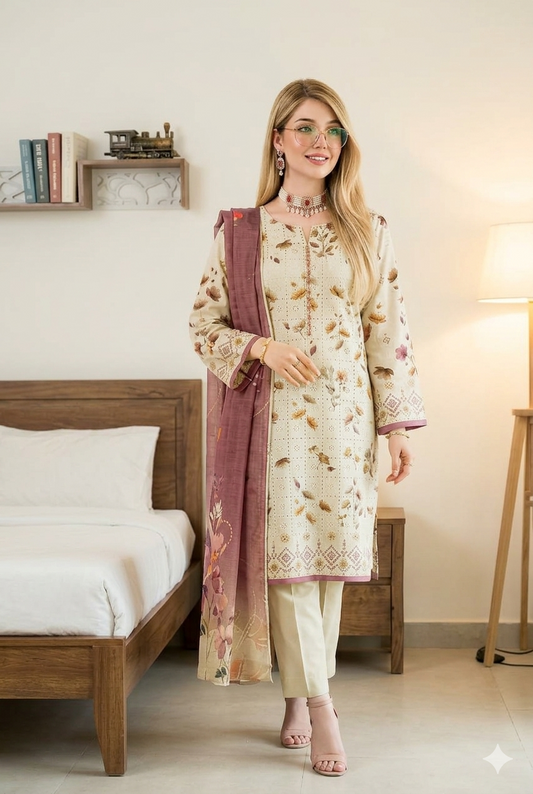 Luxury Chikan Kari Embroidered Lawn - Article NO-05