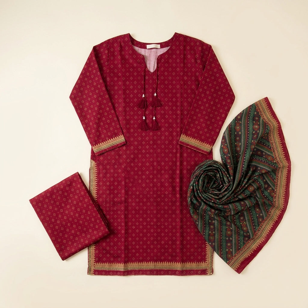 Bin-Saeed 3 Piece Printed Stitched Khaddar | KD-16