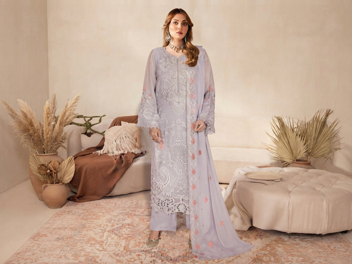 WB-618 Ramsha Luxury Embroidered 3-Piece Suit | Festive Wear
