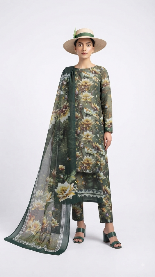 3 Piece Digital Printed LAWN SUIT - AZADI SALE