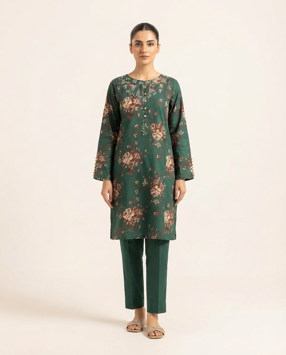 Premium Women's 2 Piece Linen Stitched Suit Free Size - L#42