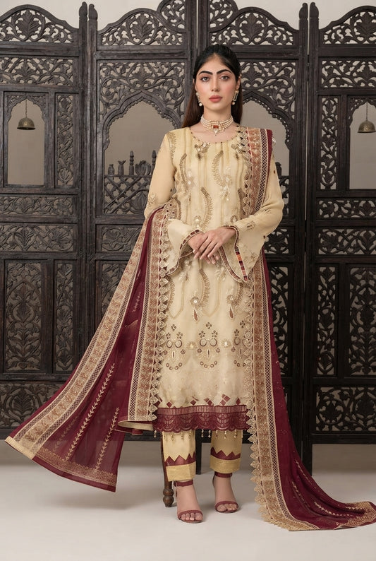 Moti's Fashion White & Gold Chiffon Collection - SQ-807