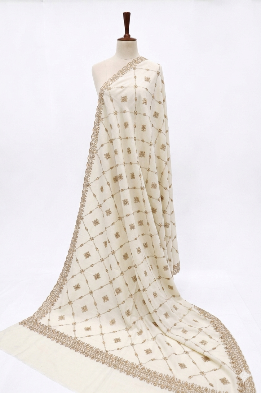 Premium Embroidered Lawn Shawl – Elegant Soft Fabric with Fancy Border