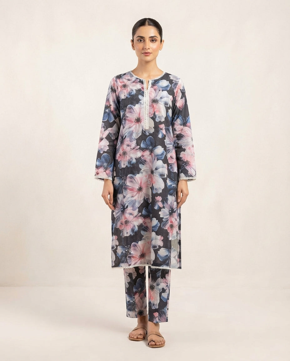 2-Piece Printed Stitched Khaddar Suit k-16