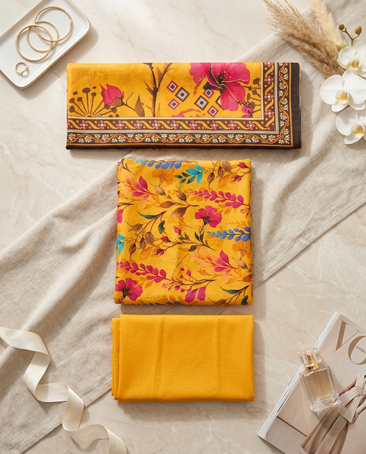 Premium 3-Piece Printed Unstitched Lawn Suit | Buy One Get One Free