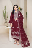 Airjet Fancy Wool Peach Embroidered Suit | Alif Vol-552 (Design - 05)