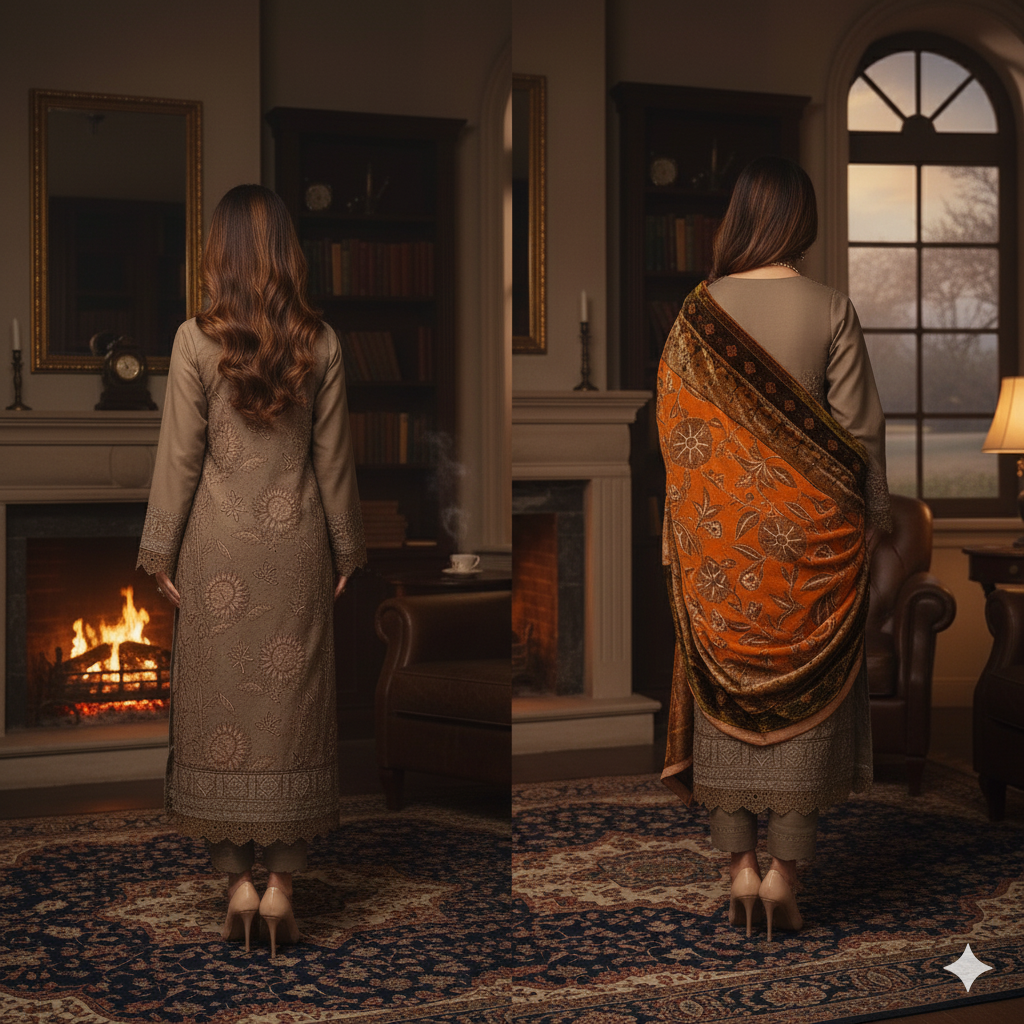 PAYAL Luxury Winter Collection - Design 05 (Velvet Cutwork Shawl)