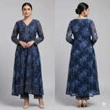 BINT-E-SAEED Luxe: Azure Printed Formal Frock