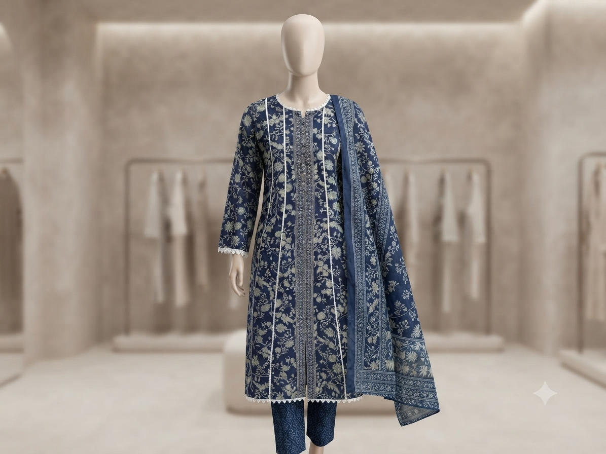 Muznah Printed Lawn Frock Premium Wear | F-20