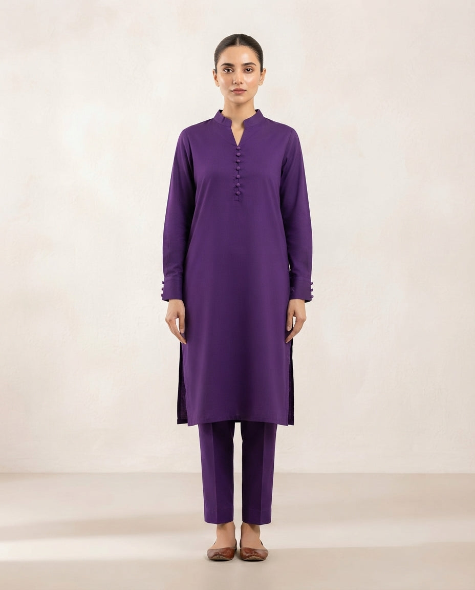 Premium Women's 2 Piece Linen Stitched Suit Free Size - L#53