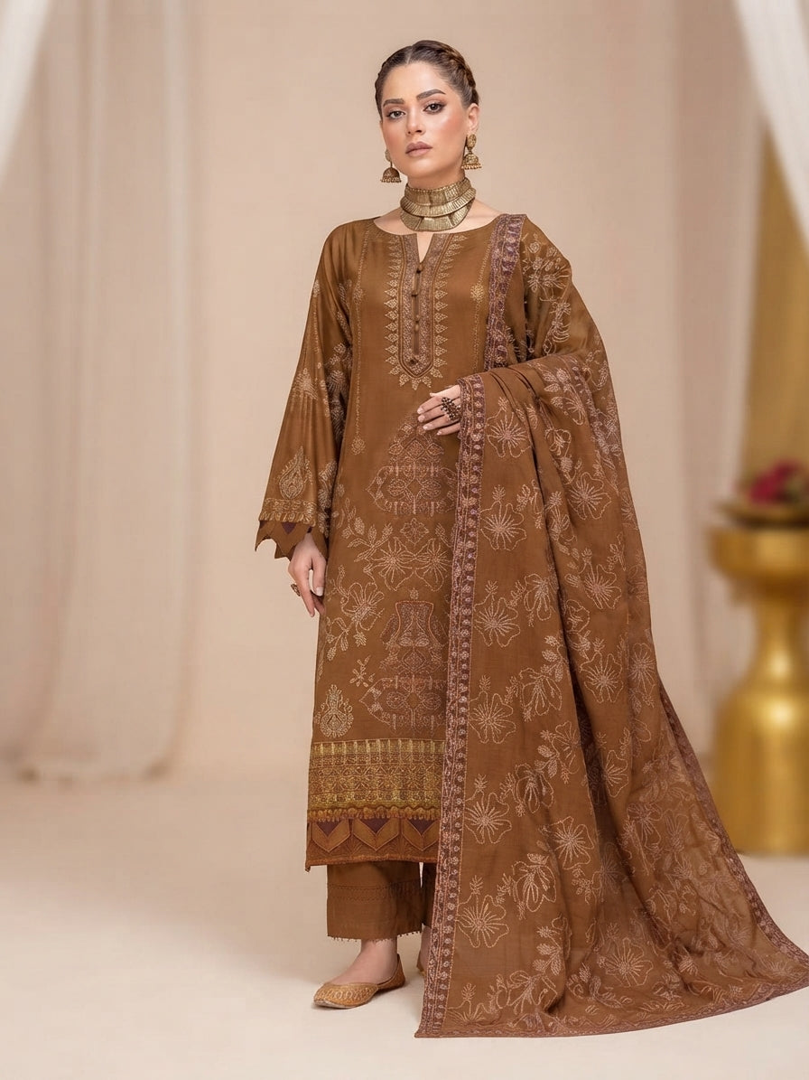 Airjet Wool Fancy Ari Embroidered 3-Piece Suit with Laser Cut Dupatta | Alif Vol-508