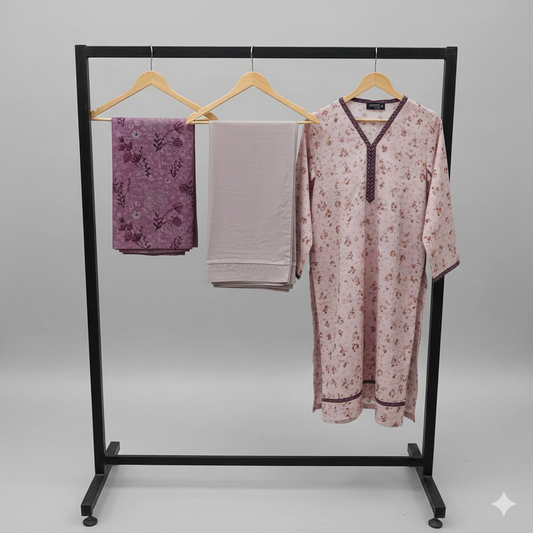 MUZNAH Elegant 3-PC stitched Printed Suit