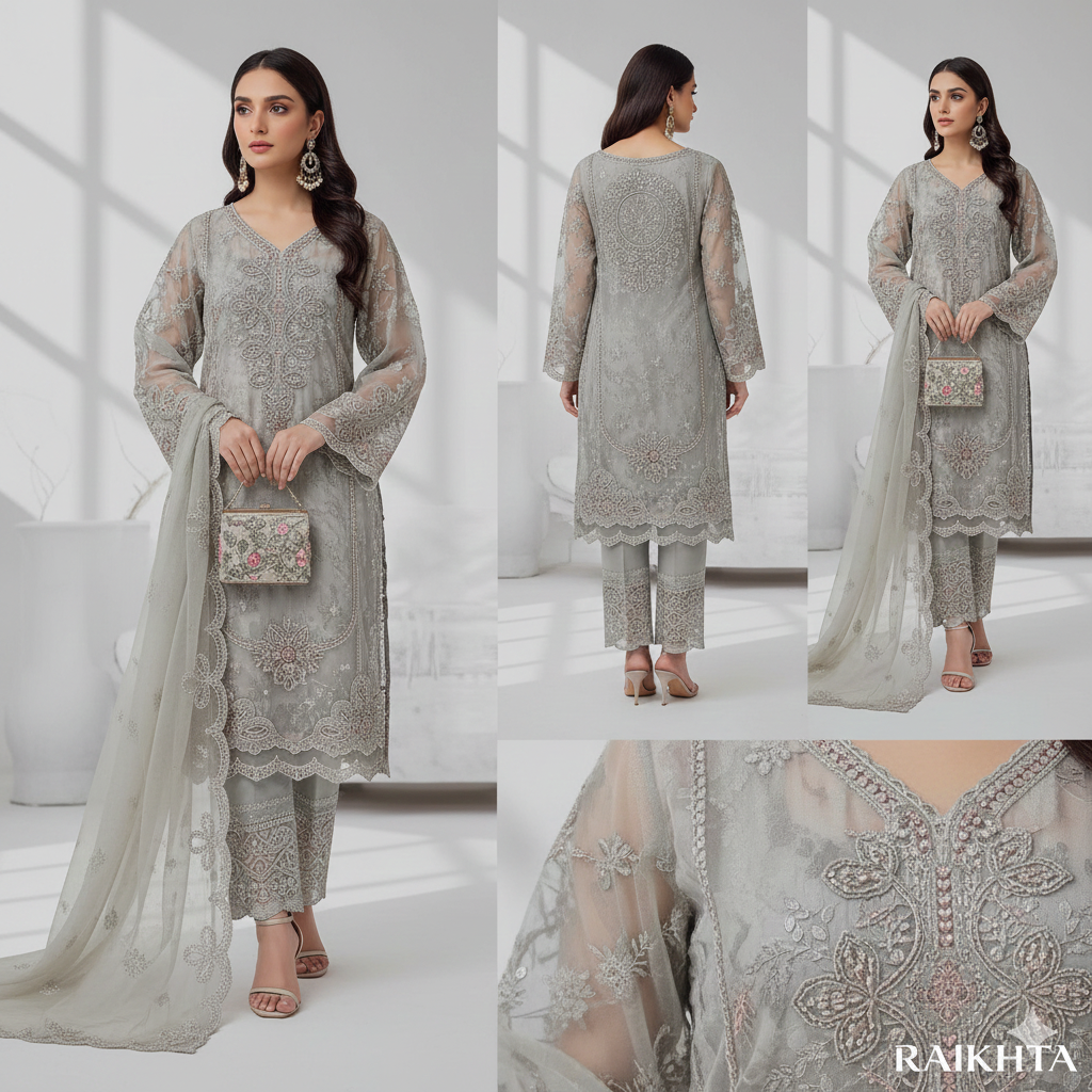 Naúroz Vol-03: Regal Ruby Embroidered Organza Suit
