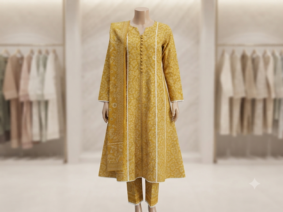 Muznah Printed Lawn Frock Premium Wear | F-25