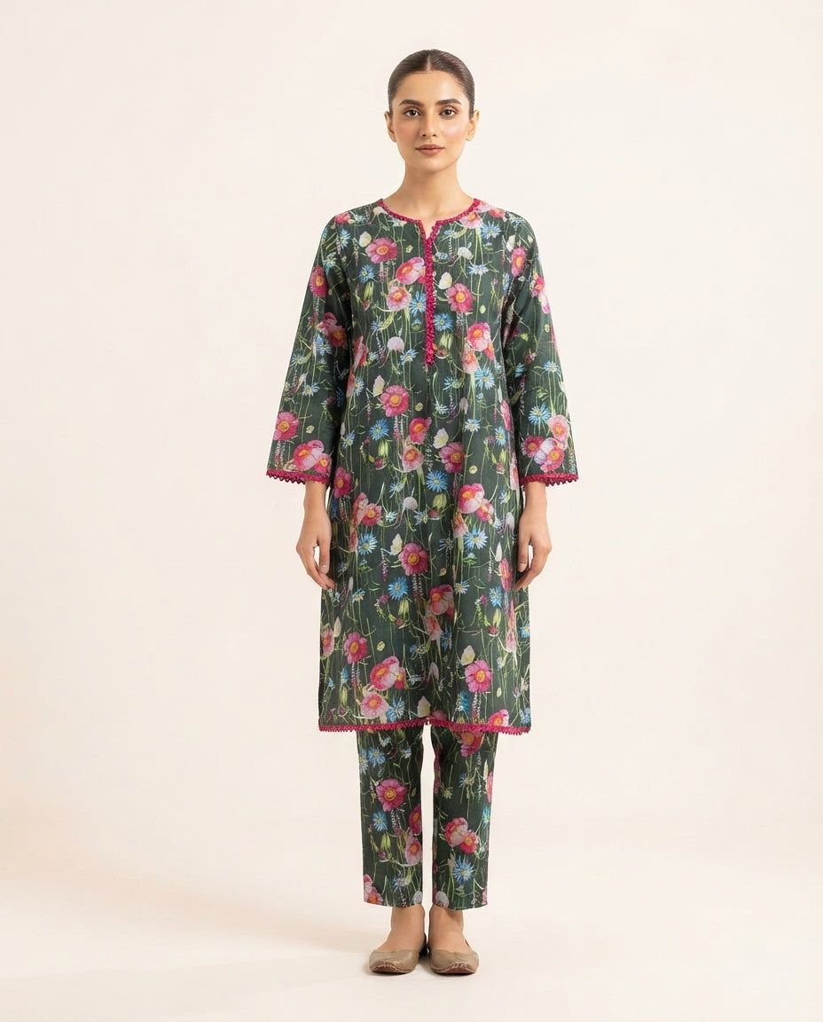 2-Piece Printed Stitched Khaddar Suit k-06