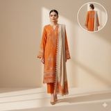 Nuréh Exclusive Luxury Unstitched - The Autumn Sunset Ensemble