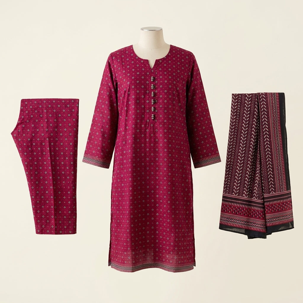 Bin-Saeed 3 Piece Printed Stitched Khaddar | KD-19