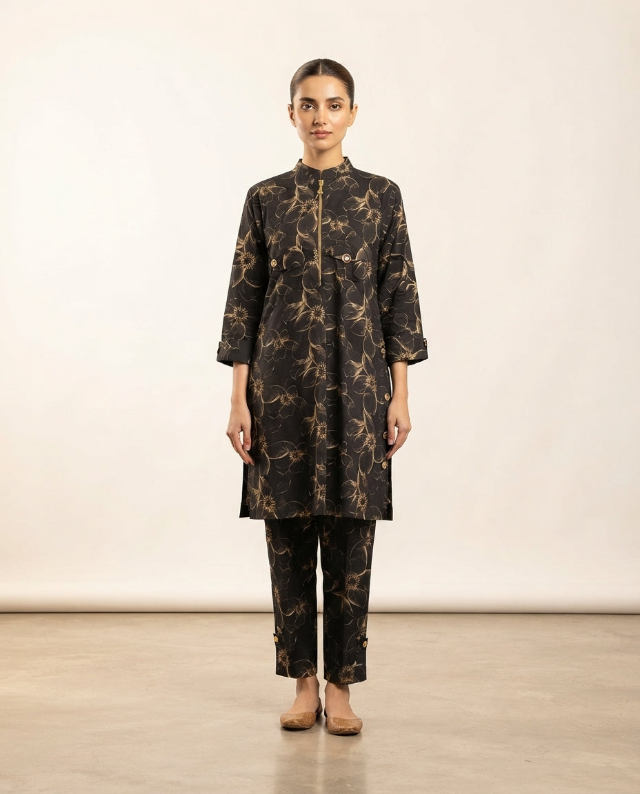 Premium Women's 2 Piece Linen Stitched Suit Free Size - L#47