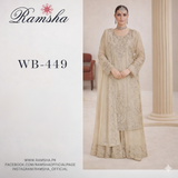 Ramsha WB-449 | Majestic Beige Embroidered Wedding Ensemble