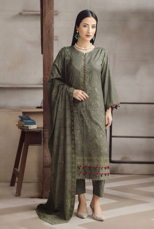 Airjet Fancy Peach Wool Embroidered Suit | Alif Vol-572 (Design - 03)