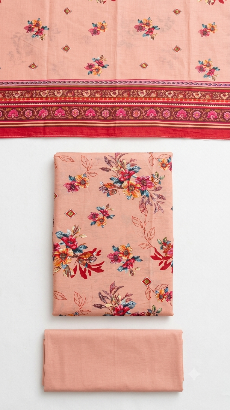 Premium 3-Piece Printed Unstitched Lawn Suit | Buy One Get One Free