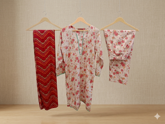 Bin Saeed Stitched 3 Piece Lawn Suit 17 – Comfortable & Stylish Daily Wear for Women
