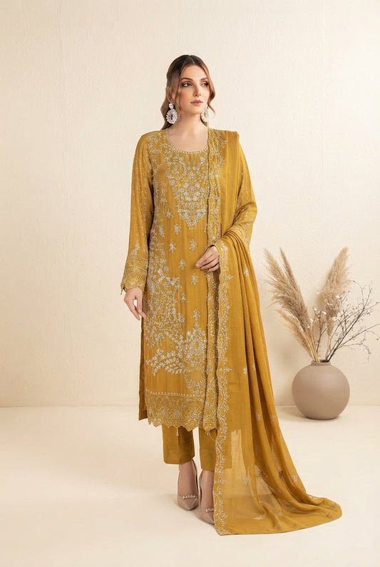 WF-503 Ramsha Luxury Embroidered 3-Piece Suit | Festive Wear
