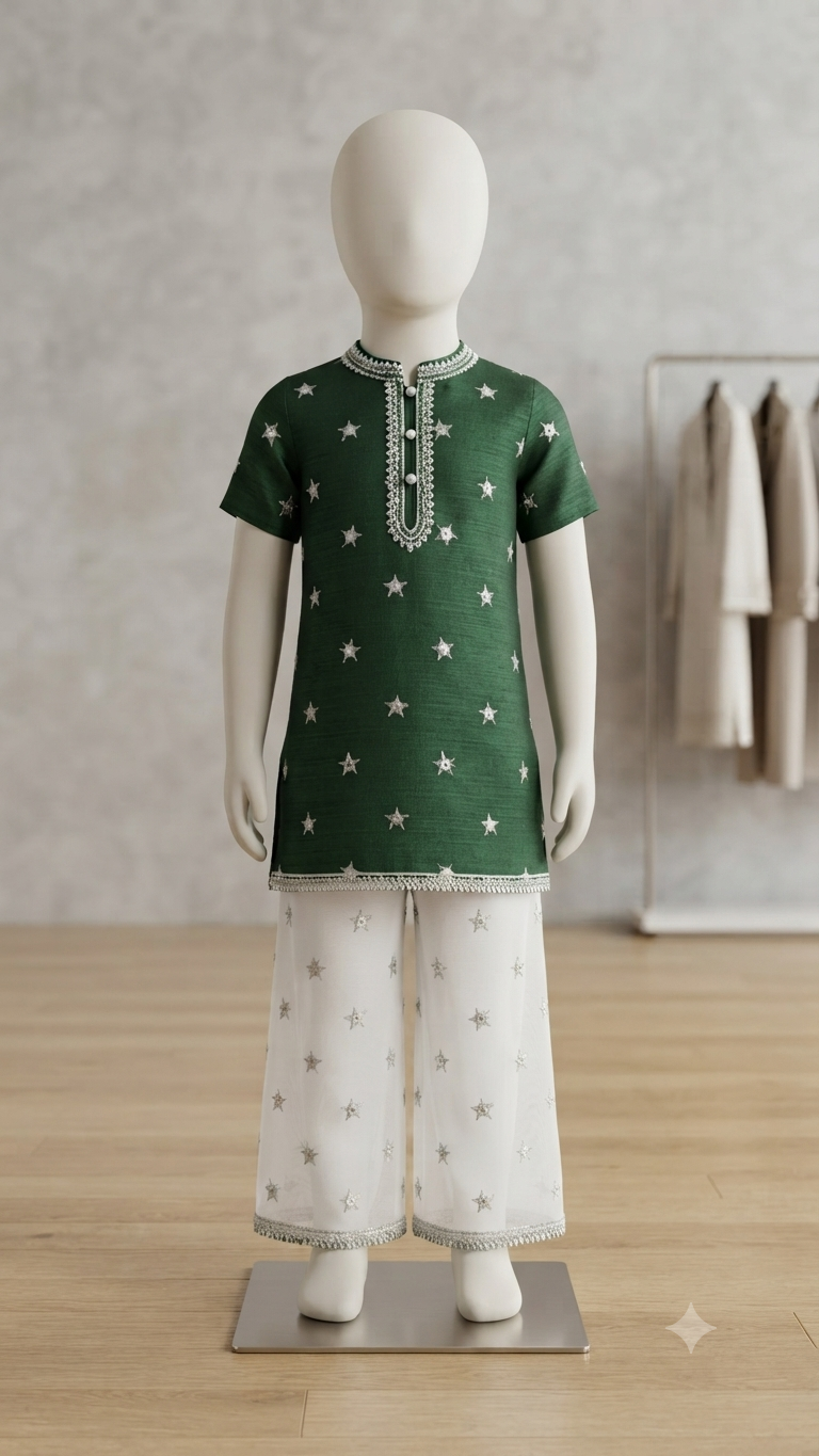 Girls 2 Piece Stitched Frock for 14 August | Sizes 20-26